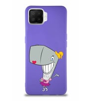 Oppo A73 Soft Premier Kapak Pearl Yengeç Tasarımlı Silikon Kılıf - Mor (Şeffaf)