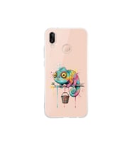 Huawei P20 Lite ile Uyumlu Splash Bukalemun Tasarımlı Şeffaf Silikon Kılıf