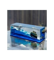 Batmayan Gemi Titanik ve Buzdağı Akvaryum İçinde Lüks Hediyelik 14x5x4 cm
