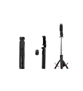 Bluetooth Kumandalı Siyah Selfie Çubuğu ve Tripod, Vlog Telefon Tutucu