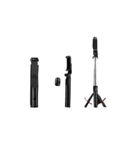 Bluetooth Kumandalı Siyah Selfie Çubuğu ve Tripod, Vlog Telefon Tutucu