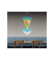 PIZZA HERE Yazılı ve Şekilli Neon Tabela