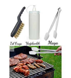 Izgara Maşası /Temizleme Tel Fırça /Yağdanlık Şişe 3 Lü SET
