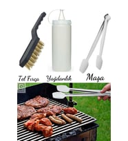 Izgara Maşası /Temizleme Tel Fırça /Yağdanlık Şişe 3 Lü SET