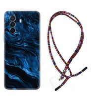 Huawei Nova Y70 Y90 Nova 9 SE  Kılıf Boyun Asklı Rasta Silikon Blue MArble 1379