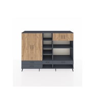 Hyperion Dolap 12 Raflı 4 Çekmeceli 4 Kapaklı 220x44x163 Antrasit-Çam/Antrasit