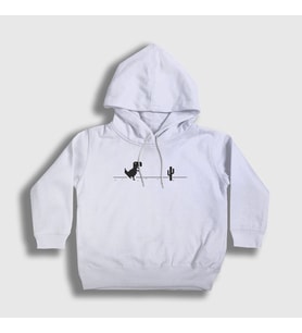 Presmono Unisex Çocuk Beyaz No Internet Dinosaur Dinozor Kapüşonlu Sweatshirt 361822tt