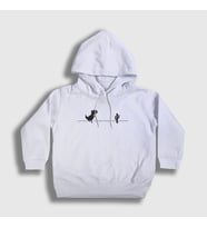 Presmono Unisex Çocuk Beyaz No Internet Dinosaur Dinozor Kapüşonlu Sweatshirt 361822tt