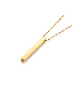 Uzun Bar Dikdörtgen Gold Çelik Erkek Kolye 70cm (Gümüş)