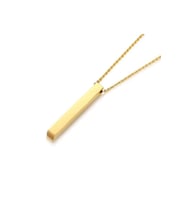 Uzun Bar Dikdörtgen Gold Çelik Erkek Kolye 70cm (Gümüş)