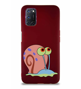 Oppo A72 Soft Premier Kapak Salyangoz Gary Tasarımlı Silikon Kılıf - Mürdüm (Şeffaf)