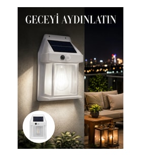 Mey İthalat® 1800 mAh Pilli Solar Duvar Aydınlatma Yeni Nesil