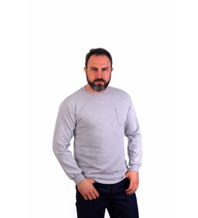 ESER - Bisiklet Yaka Sweatshirt - Cepli - Melanj Gri