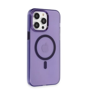 iPhone 14 Pro Kılıf Tron Şeffaf Magsafe Kapak - Derin Mor