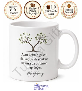 Kardeş İçin Özel Tasarım Seramik Baskılı Kupa Bardak Aile Hediyesi