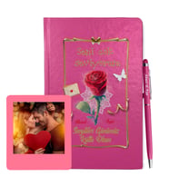 Sevgililer Gününe Özel Pembe Defter Kalem & Instagram Çerçeve Hediye Seti 15