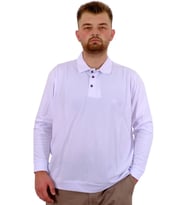 Mode XL Büyük Beden Erkek Polo Yaka Sweatshirt Nakışlı U24340 Beyaz