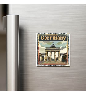 Almanya Germany - Posta Pulu Temalı Ülke - Baskılı Buzdolap Magneti Kare - 9x9 cm