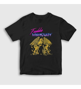 Presmono Unisex Çocuk Siyah Queen Freddie Mercury T-Shirt 34532tt
