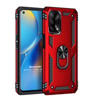 Microsonic Oppo A74 4G Kılıf Military Ring Holder Kırmızı