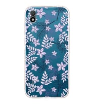 PrintiFy Huawei Y5 2019 Uyumlu Kamera Korumalı Floral Lila Tasarımlı Şeffaf Silikon Kılıf