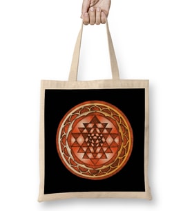Sri Yantra Bez Çanta Uzun Saplı