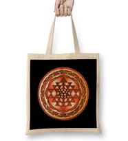 Sri Yantra Bez Çanta Uzun Saplı