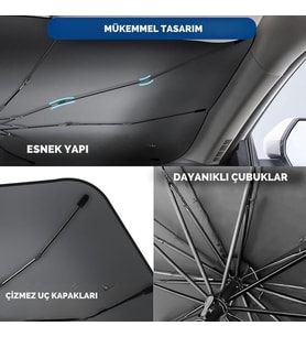 Fiat Fiorino, Citroen Berlingo, Renault Kangoo, Ford Courier, VW Caddy Uyumlu Oto Şemsiye