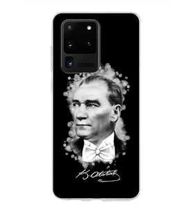 Samsung Galaxy S20 Ultra Kapak Atatürk Tasarımlı Şeffaf Silikon Kılıf