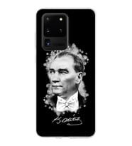 Samsung Galaxy S20 Ultra Kapak Atatürk Tasarımlı Şeffaf Silikon Kılıf