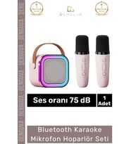 #KaraokeSeti Kablosuz Taşınabilir Lityum Pilli Bluetooth 20W Güçlü Ses Karaoke Mikrofon Hoparlör Set