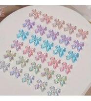 Charm Fiyonk Hologram Mix Renkli 10'lu – 3D Nail Art Metal Süsü