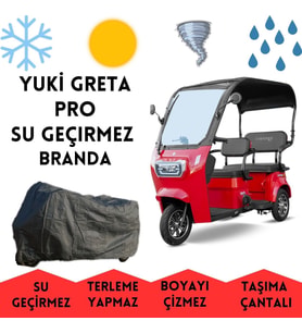Yuki Greta Pro Kabinli 3 Tekerlekli Motor Brandası Su Geçirmez