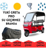 Yuki Greta Pro Kabinli 3 Tekerlekli Motor Brandası Su Geçirmez