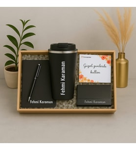 Kişiye Öze 380 Ml Termos Defter Kalem Ve Kartvizit Kutulu Hediye Seti