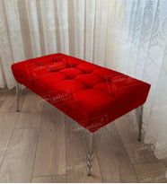 Modern Dilim Puf Ayakucu Puf Gümüş Metal Ayak (100*45) (Kırmızı)
