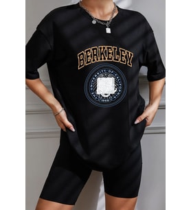 Unisex Berkeley Baskılı T-shirt (Siyah)