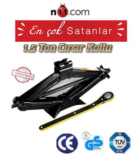Oto Cırcır Kollu Kriko Araç Krikosu 1.5 Ton Makas Tip Cırcırlı Aras (Siyah)