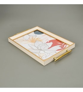 CICEK DESENLI TEPSI - RENKLI - 42X30 CM