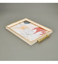 CICEK DESENLI TEPSI - RENKLI - 42X30 CM