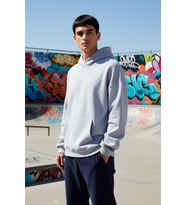 Erkek Kapüşonlu Standart Kol Oversize Kalıp Slogan Desenli Sweatshirt Fonksiyonel Kaliteli
