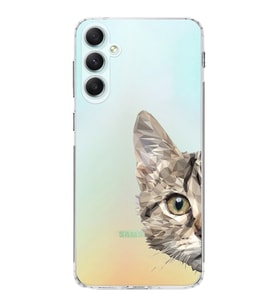 Samsung Galaxy A34 Uyumlu Kamera korumalı Kapak Catface Tasarımlı  Şeffaf Kılıf
