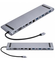 12 in 1 Çoklayıcı USB Type C Hub 3.0 Adaptör 4K HDMI Uyumlu RJ45 SD/TF VGA HDMI PD MacBook