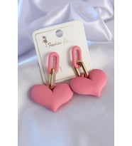 Gold Renk Pembe Kalp Model Kadın Küpe