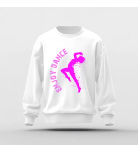 Enjoy Dance Tasarım Baskılı Basic Sweatshirt (Beyaz)
