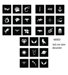 Minimal 27 Adet Erkek Deseni 3 cm Geçici Dövme Şablonu