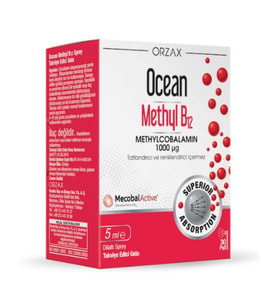 Orzax Ocean 1000 mg Methyl Cobalamin B12 Sprey 5 ml
