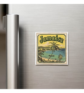 Jamaika Jamaica - Posta Pulu Temalı Ülke - Baskılı Buzdolap Magneti Kare - 9x9 cm