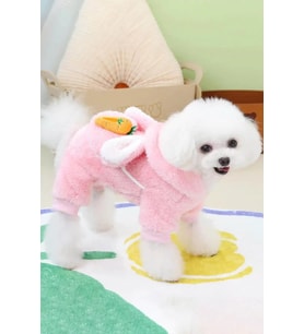Caş Dekorasyon Pembe Renk Havuç Figürlü Çantalı Peluş XXL Köpek Tulum