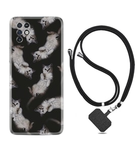 INFINIX Note 11 Pro Note 10 Hot 9 Play Kılıf Boyun Askılı Silikon Sevimli Kedicikler 1785